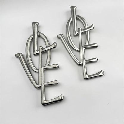 Bold LOVE Letter Statement Earrings – Oversized Gold & Silver Drop Earrings for Women - Fatisha Boutique #
