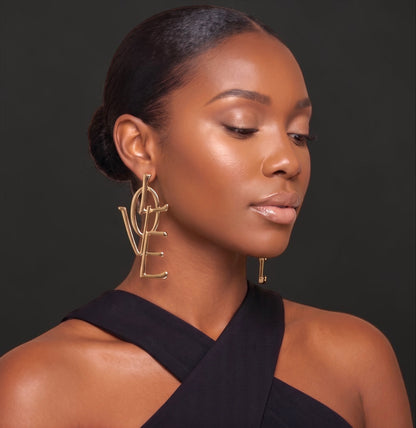 Bold LOVE Letter Statement Earrings – Oversized Gold & Silver Drop Earrings for Women - Fatisha Boutique #