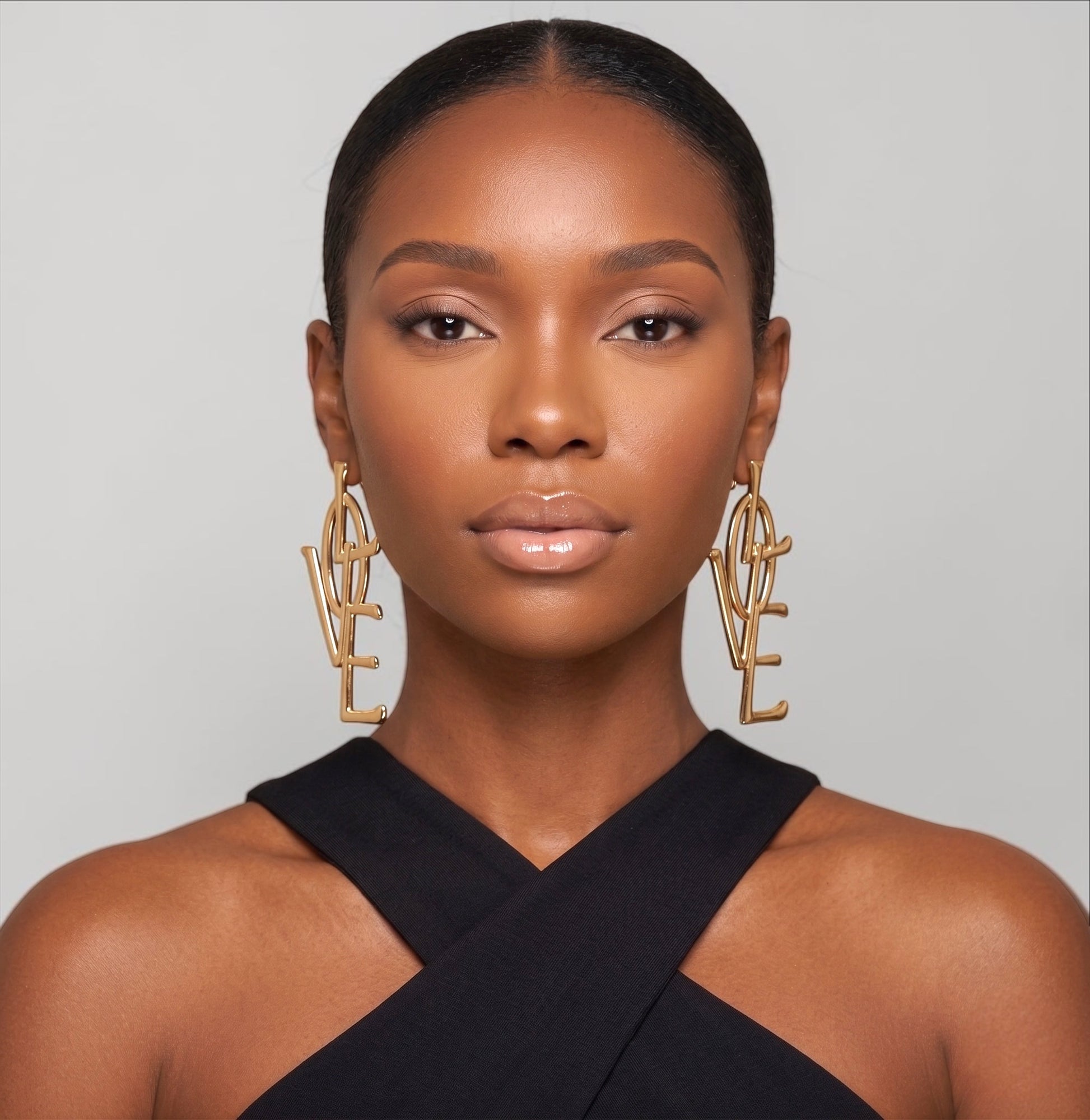 Bold LOVE Letter Statement Earrings – Oversized Gold & Silver Drop Earrings for Women - Fatisha Boutique #