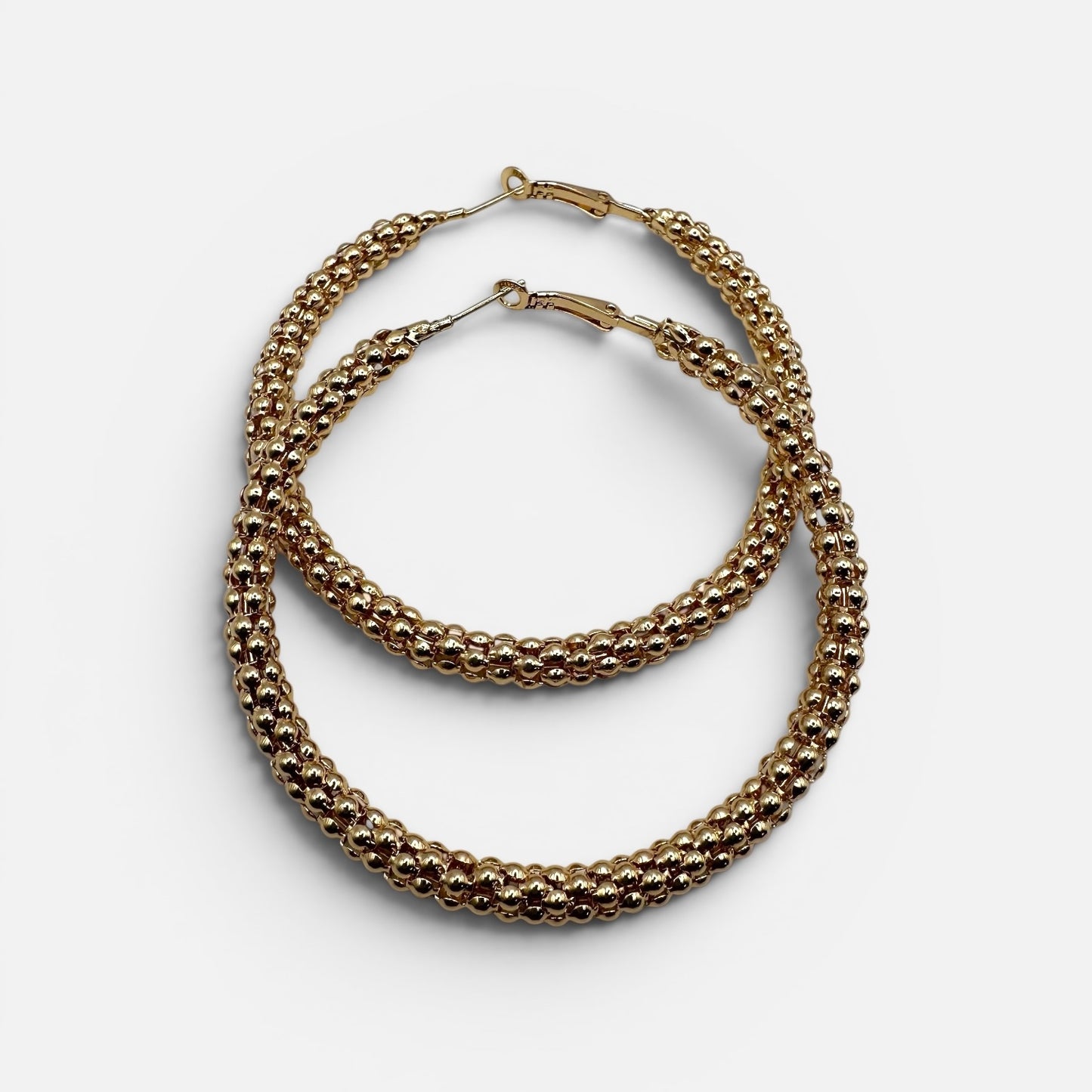 Chunky Beaded Hoop Earrings – 7cm Bold Statement Gold & Silver Hoops - Fatisha Boutique # Fatisha Boutique