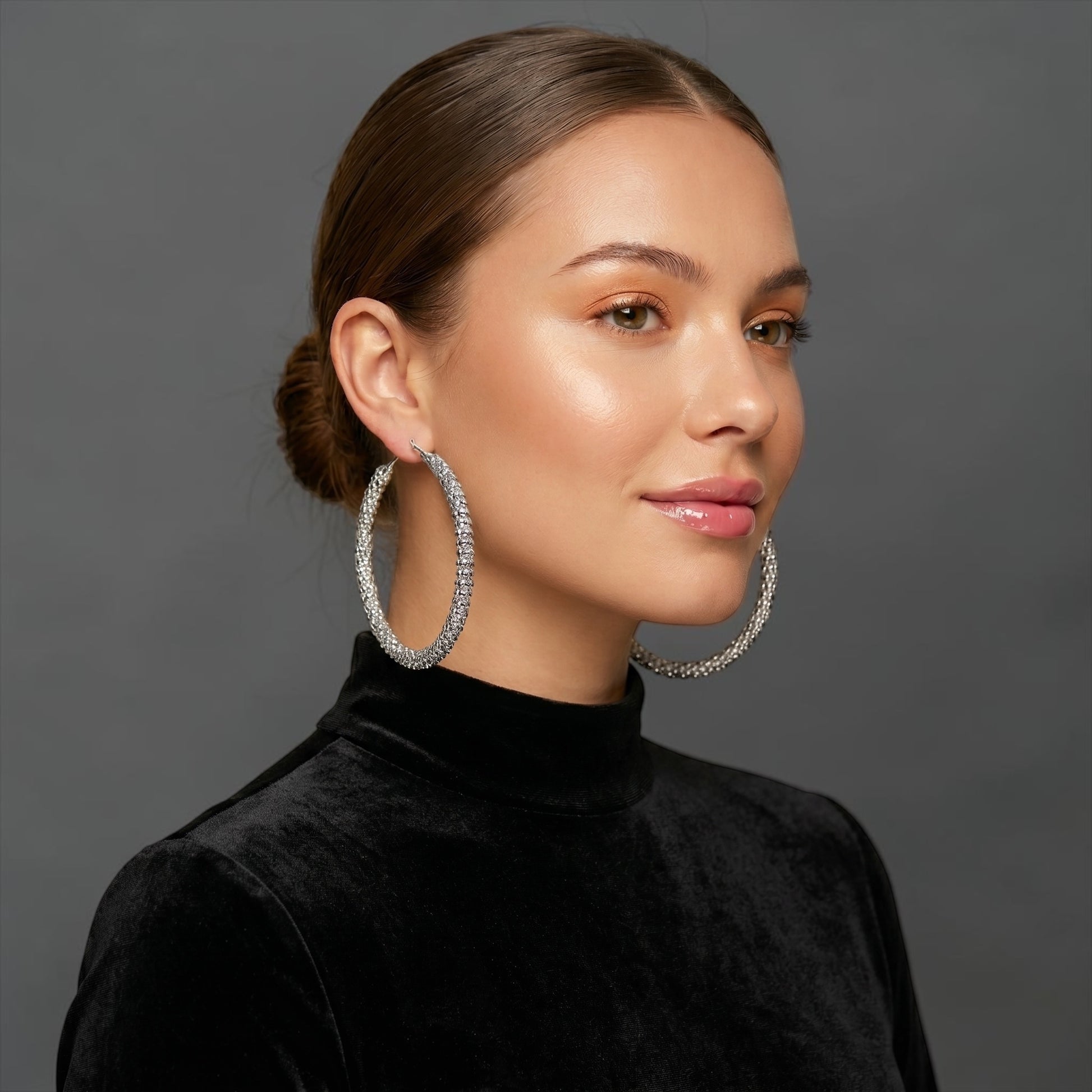Chunky Beaded Hoop Earrings – 7cm Bold Statement Gold & Silver Hoops - Fatisha Boutique #