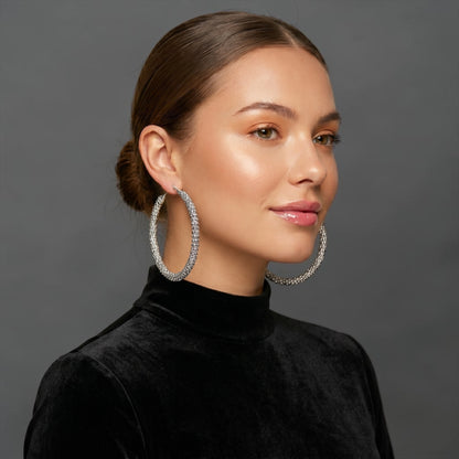 Chunky Beaded Hoop Earrings – 7cm Bold Statement Gold & Silver Hoops - Fatisha Boutique #