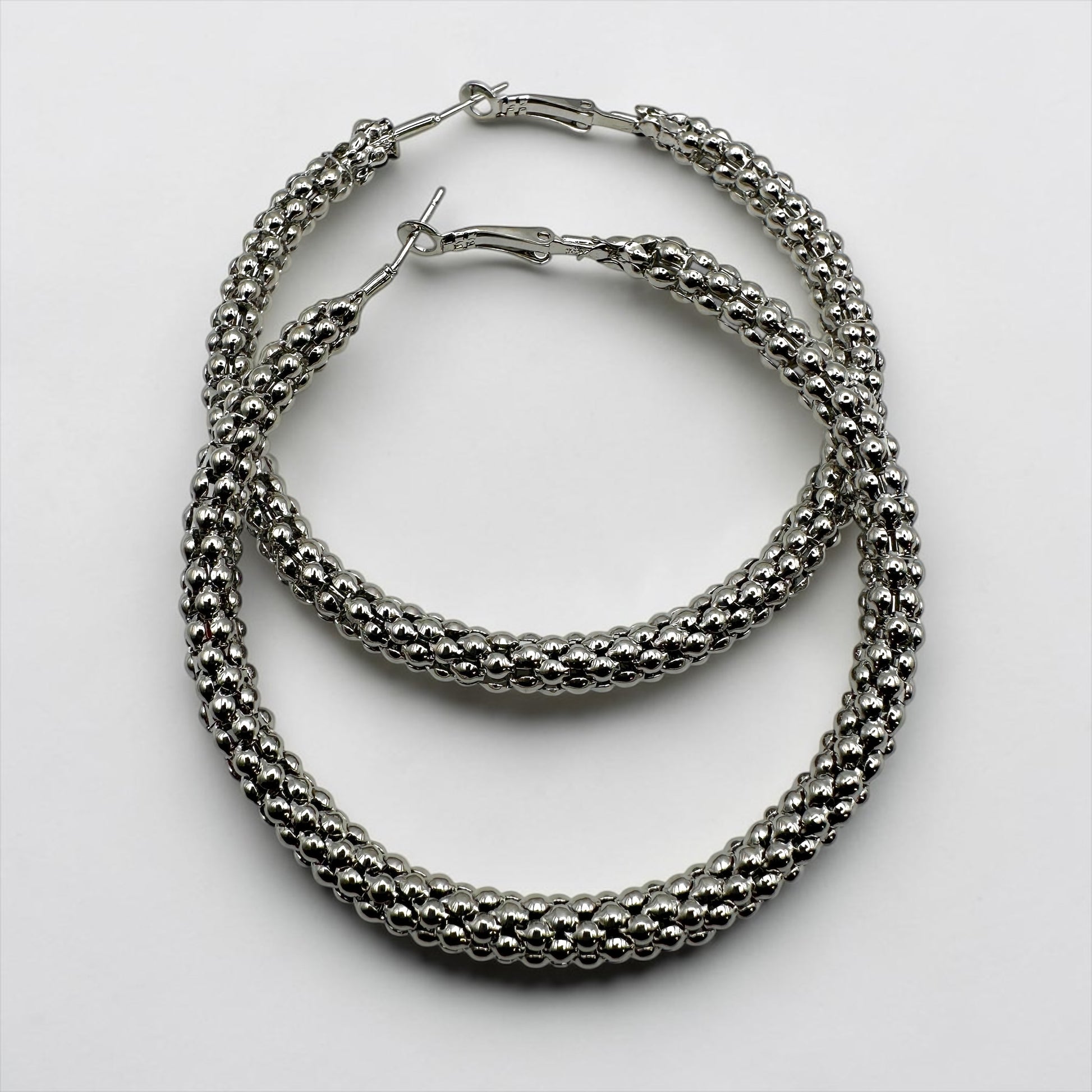 Chunky Beaded Hoop Earrings – 7cm Bold Statement Gold & Silver Hoops - Fatisha Boutique #