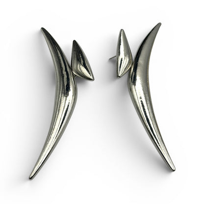 Sculptural Statement Earrings – Gold & Silver Avant-Garde Drops - Fatisha Boutique #