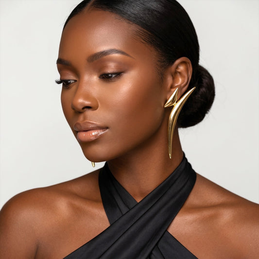 Sculptural Statement Earrings – Gold & Silver Avant-Garde Drops