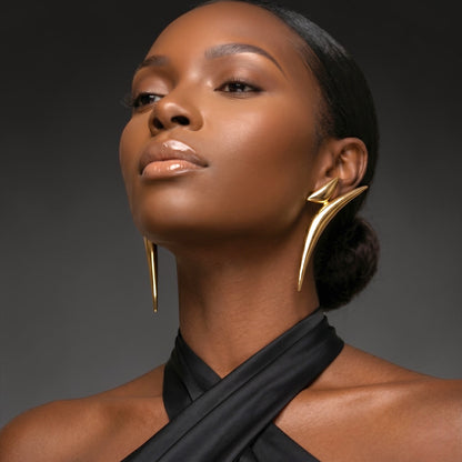 Sculptural Statement Earrings – Gold & Silver Avant-Garde Drops - Fatisha Boutique #
