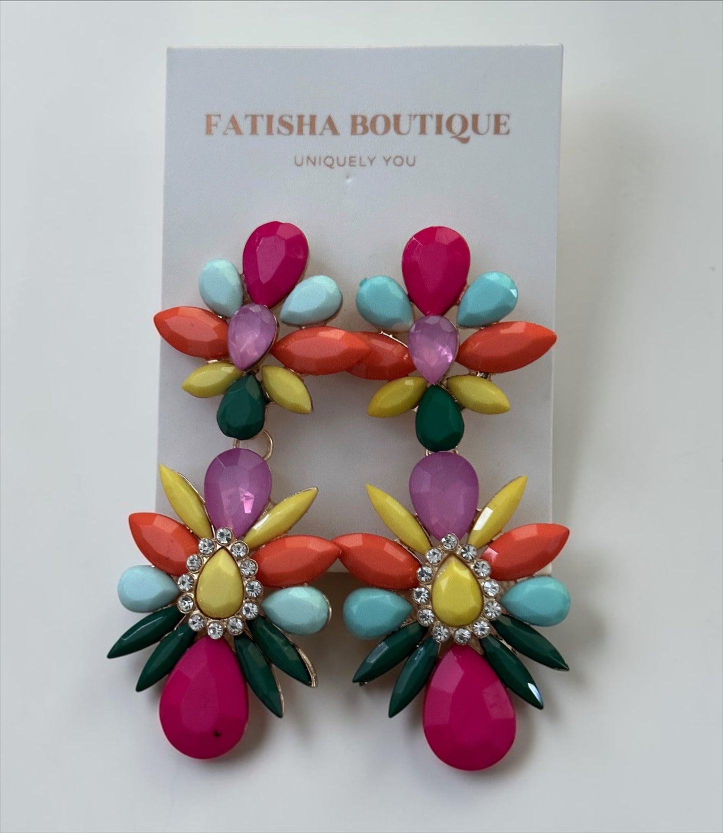 Multicolour Resin Flower Earrings – Statement Summer Drops - Fatisha Boutique #