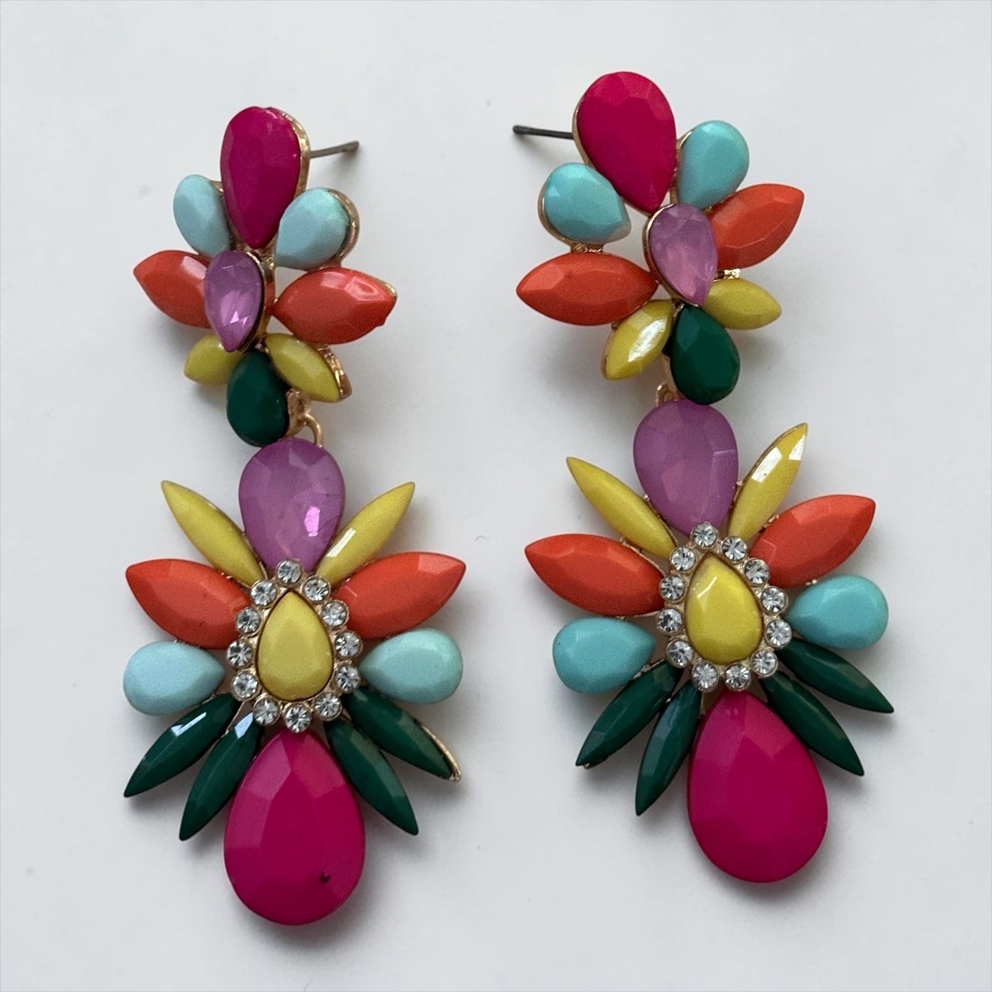 Multicolour Resin Flower Earrings – Statement Summer Drops - Fatisha Boutique #