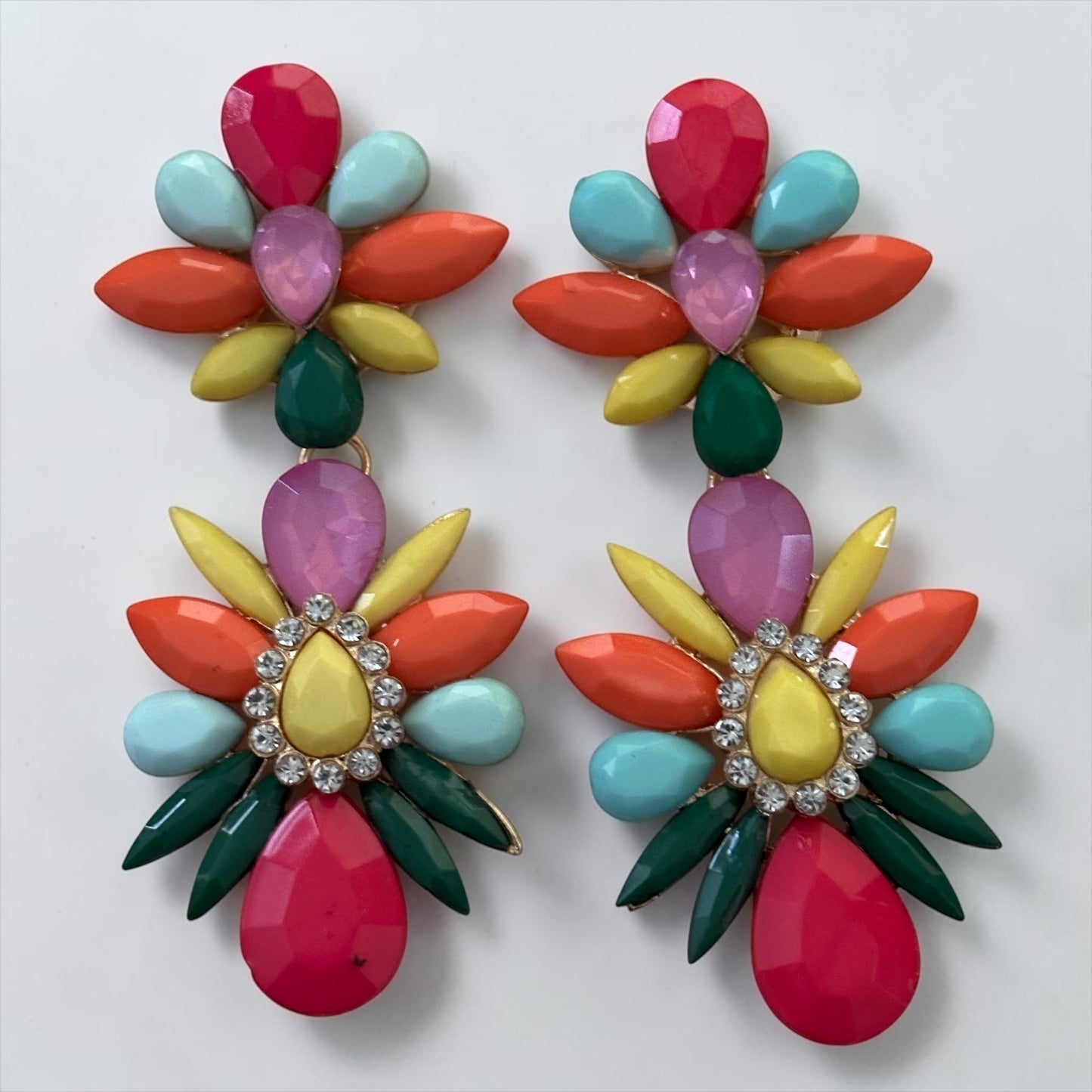 Multicolour Resin Flower Earrings – Statement Summer Drops - Fatisha Boutique #