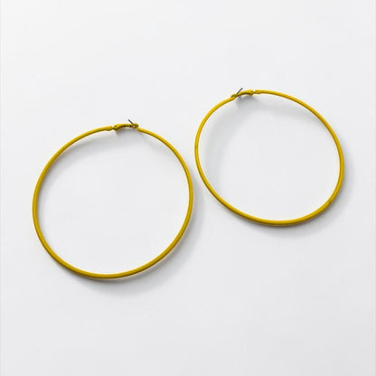 10cm Colourful Hoop Earrings – Large Lightweight Retro Statement Hoops for Women - Fatisha Boutique #