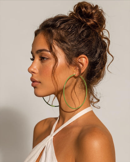 10cm Colourful Hoop Earrings – Large Lightweight Retro Statement Hoops for Women - Fatisha Boutique #