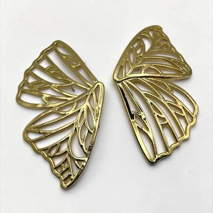 Gold Butterfly Wing Statement Earrings – Bold Stud Drop Earrings - Fatisha Boutique #