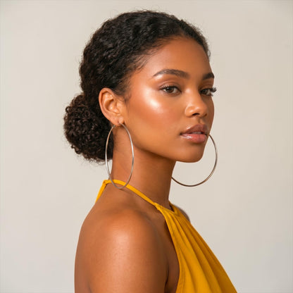 10cm Gold & Silver Hoop Earrings – Classic Large Lightweight Everyday Hoops - Fatisha Boutique #