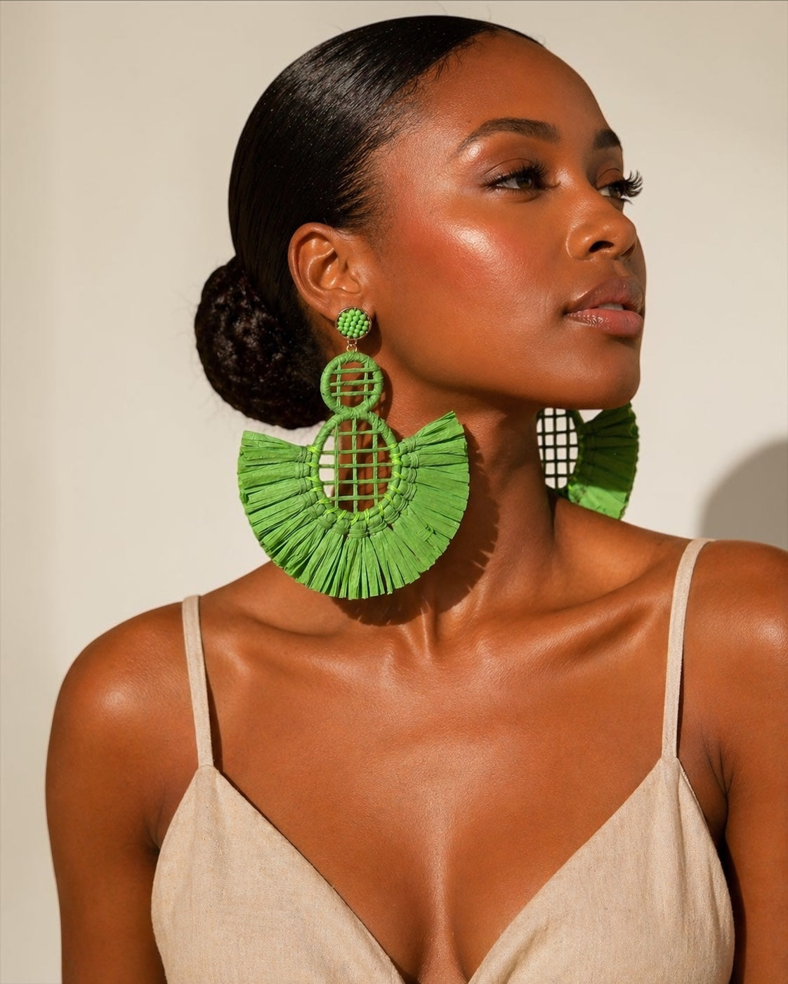Handmade Raffia Statement Earrings – Boho Oversized Straw Drop Earrings for Summer - Fatisha Boutique #