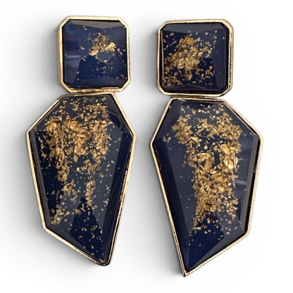 Geometric Resin Statement Earrings – Gold Fleck Boho Drop Earrings - Fatisha Boutique #