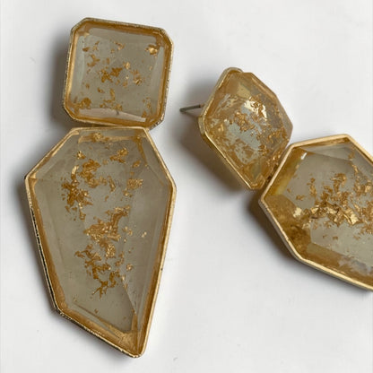 Geometric Resin Statement Earrings – Gold Fleck Boho Drop Earrings - Fatisha Boutique #