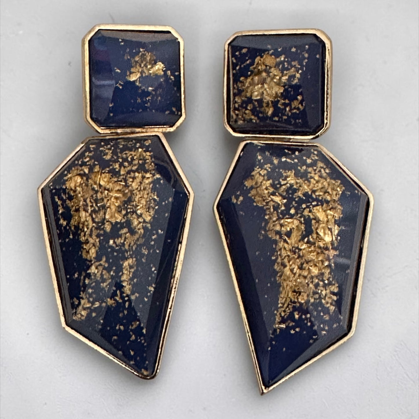 Geometric Resin Statement Earrings – Gold Fleck Boho Drop Earrings - Fatisha Boutique #
