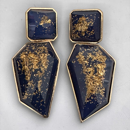 Geometric Resin Statement Earrings – Gold Fleck Boho Drop Earrings - Fatisha Boutique #