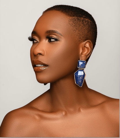 Geometric Resin Statement Earrings – Gold Fleck Boho Drop Earrings - Fatisha Boutique #