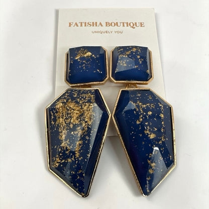Geometric Resin Statement Earrings – Gold Fleck Boho Drop Earrings - Fatisha Boutique #