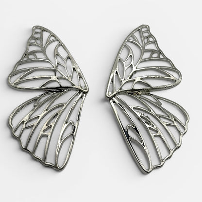 Gold Butterfly Wing Statement Earrings – Bold Stud Drop Earrings - Fatisha Boutique #