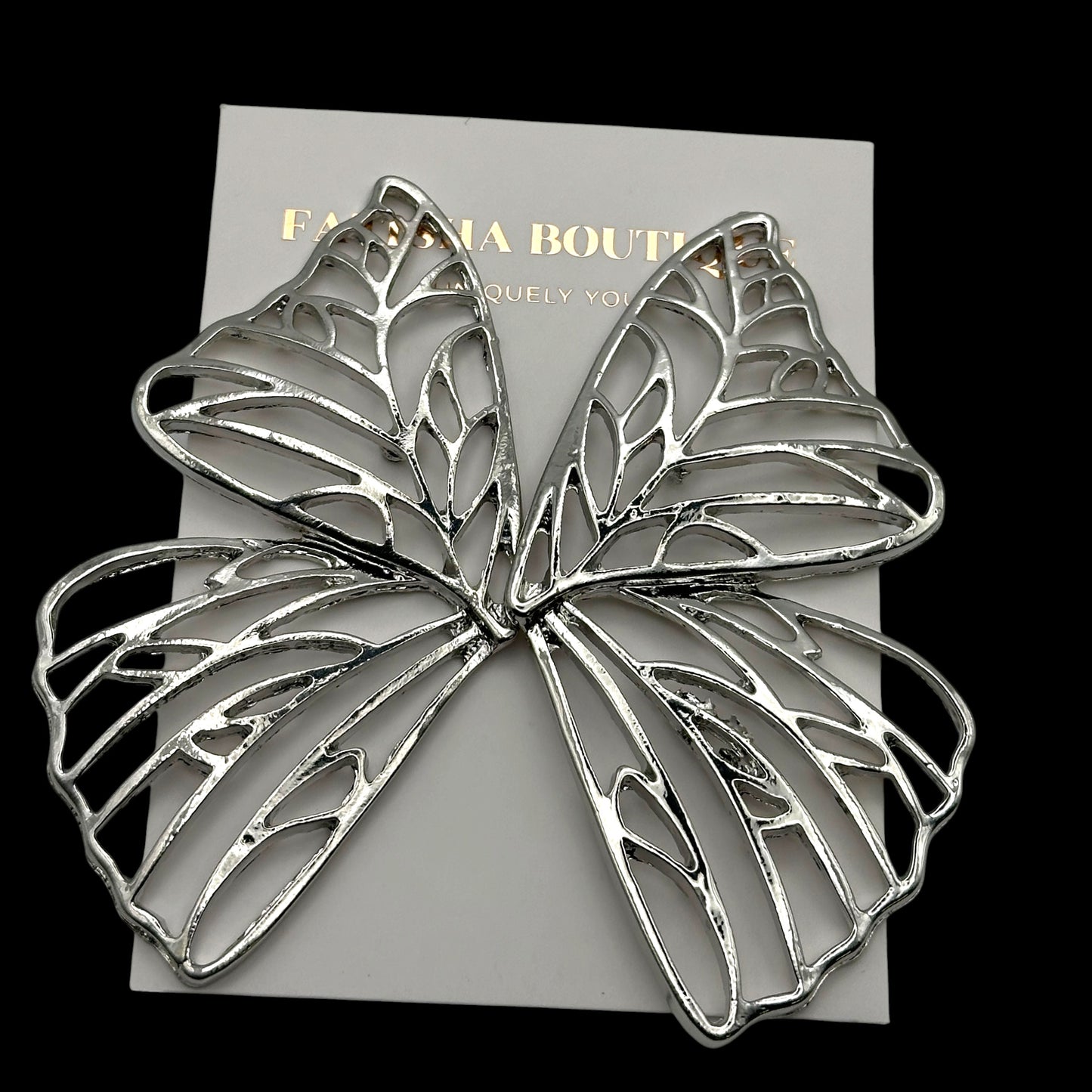 Gold Butterfly Wing Statement Earrings – Bold Stud Drop Earrings - Fatisha Boutique #