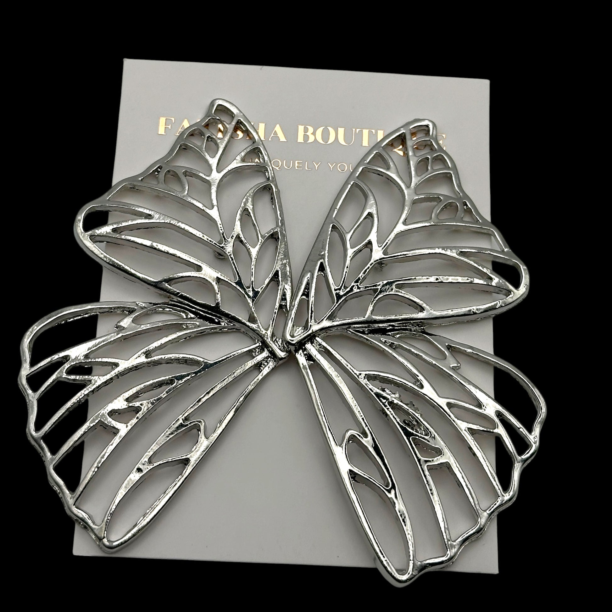Gold Butterfly Wing Statement Earrings – Bold Stud Drop Earrings - Fatisha Boutique #