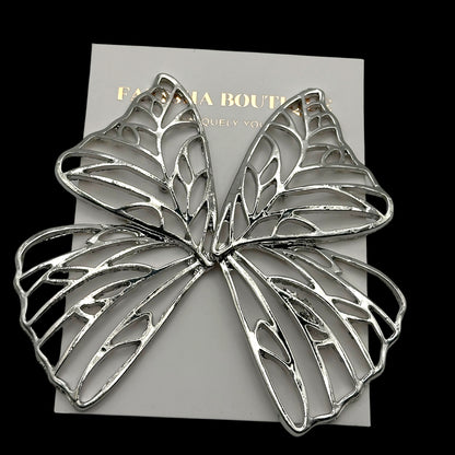 Gold Butterfly Wing Statement Earrings – Bold Stud Drop Earrings - Fatisha Boutique #