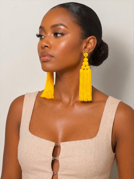 Boho Long Tassel Earrings – Beaded Statement Drop for Women