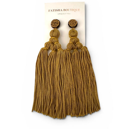 Boho Long Tassel Earrings – Beaded Statement Drop for Women - Fatisha Boutique #