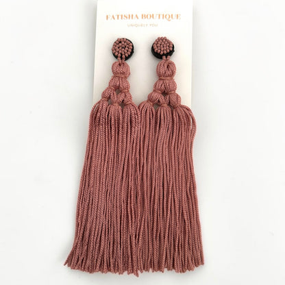 Boho Long Tassel Earrings – Beaded Statement Drop for Women - Fatisha Boutique #