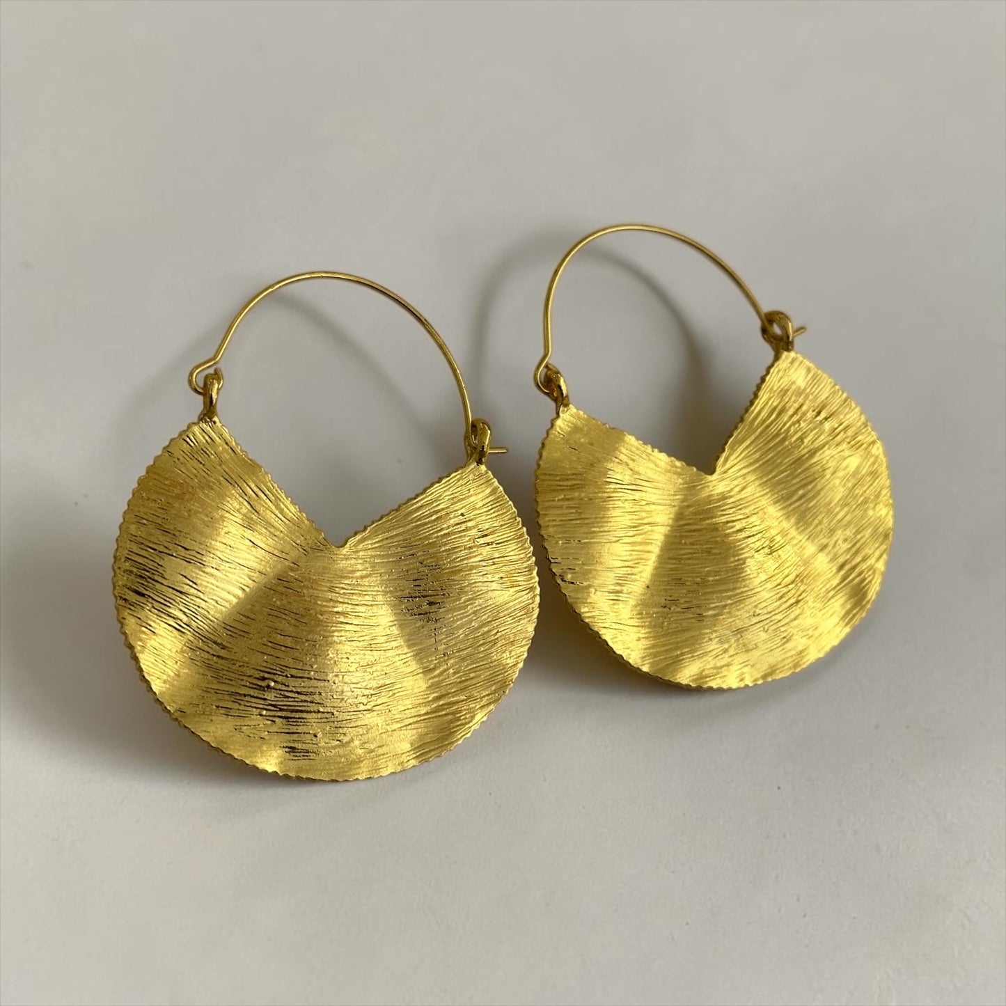 Textured Brass Disc Drop Earrings – Gold & Silver Statement - Fatisha Boutique #