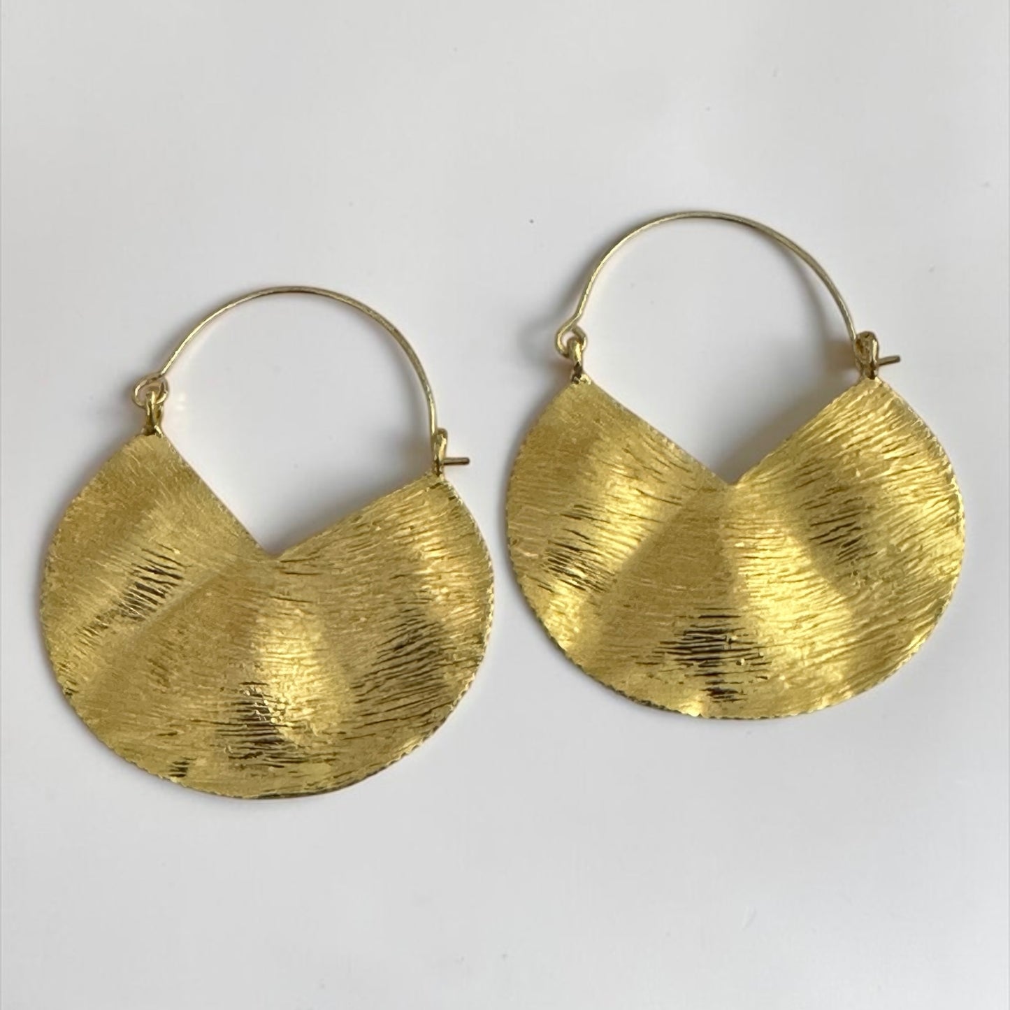 Textured Brass Disc Drop Earrings – Gold & Silver Statement - Fatisha Boutique #