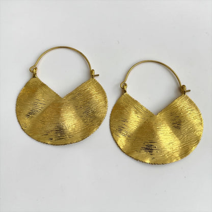 Textured Brass Disc Drop Earrings – Gold & Silver Statement - Fatisha Boutique #