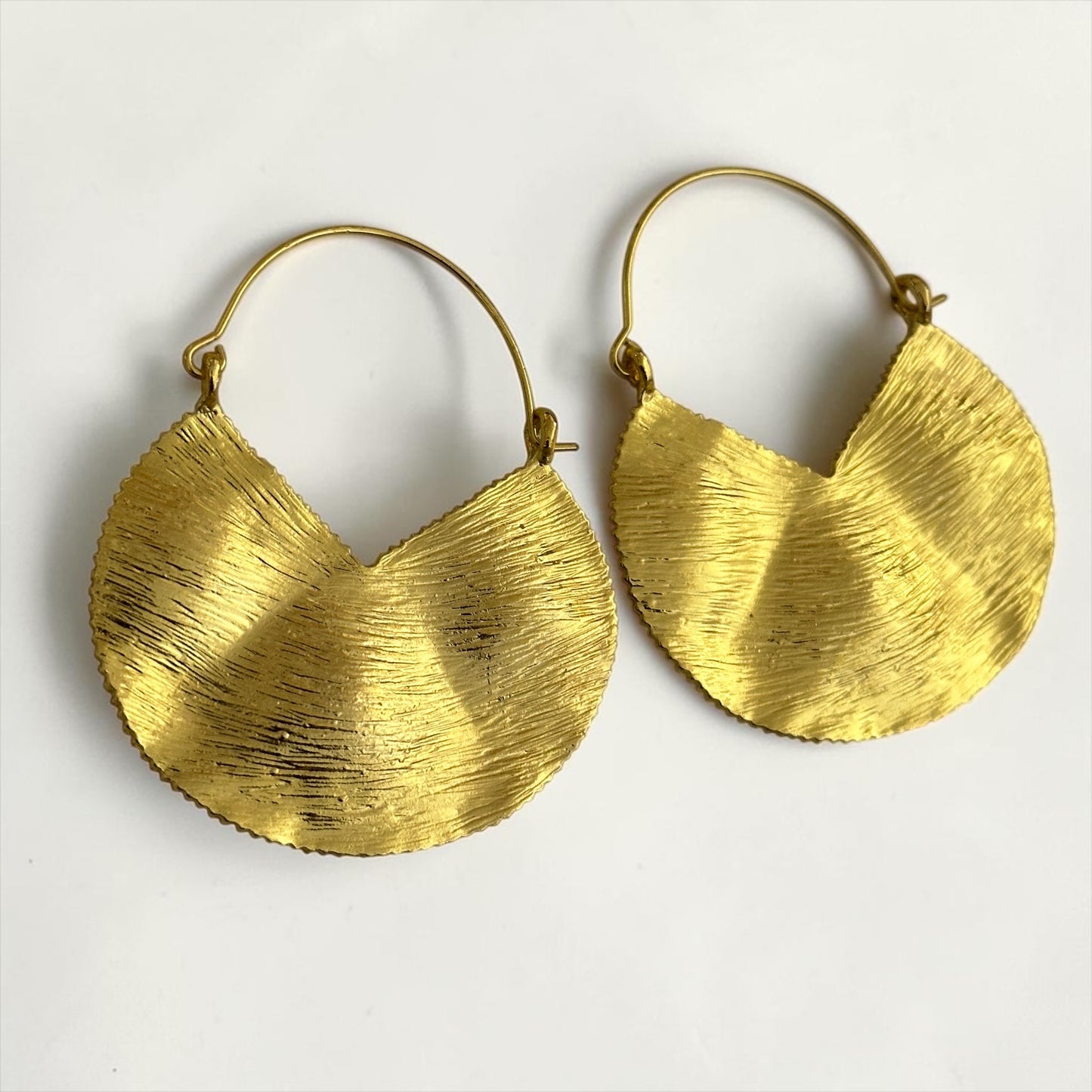 Textured Brass Disc Drop Earrings – Gold & Silver Statement - Fatisha Boutique #