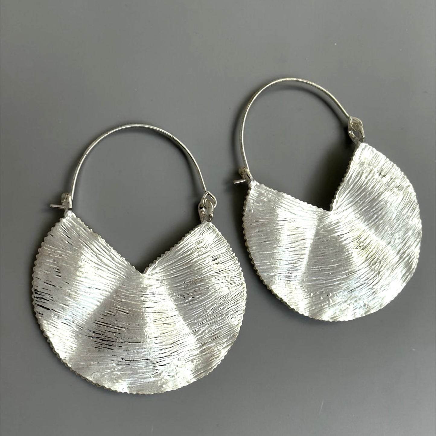 Textured Brass Disc Drop Earrings – Gold & Silver Statement - Fatisha Boutique #