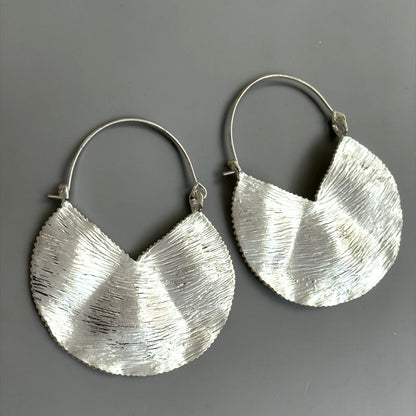 Textured Brass Disc Drop Earrings – Gold & Silver Statement - Fatisha Boutique #