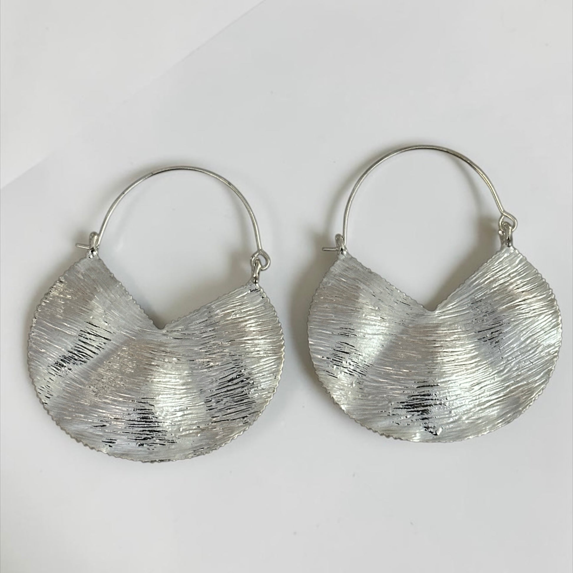 Textured Brass Disc Drop Earrings – Gold & Silver Statement - Fatisha Boutique #