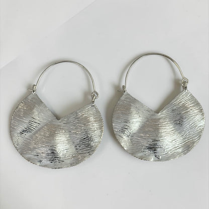 Textured Brass Disc Drop Earrings – Gold & Silver Statement - Fatisha Boutique #