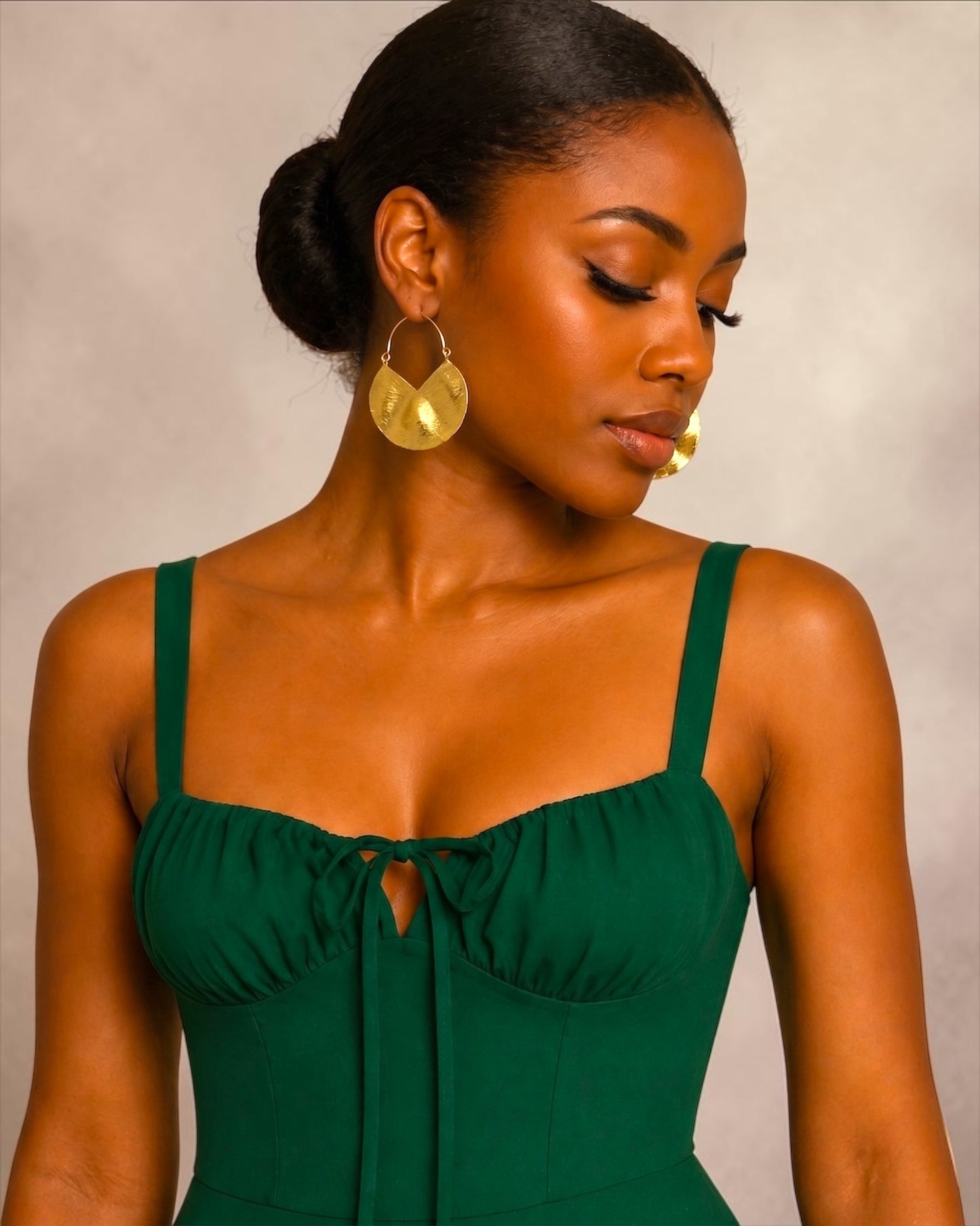 Textured Brass Disc Drop Earrings – Gold & Silver Statement - Fatisha Boutique #