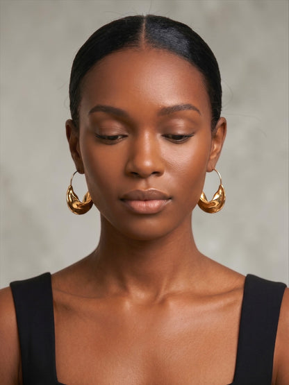 Sculptural Drop Earrings – Gold & Silver Modern Statement - Fatisha Boutique #