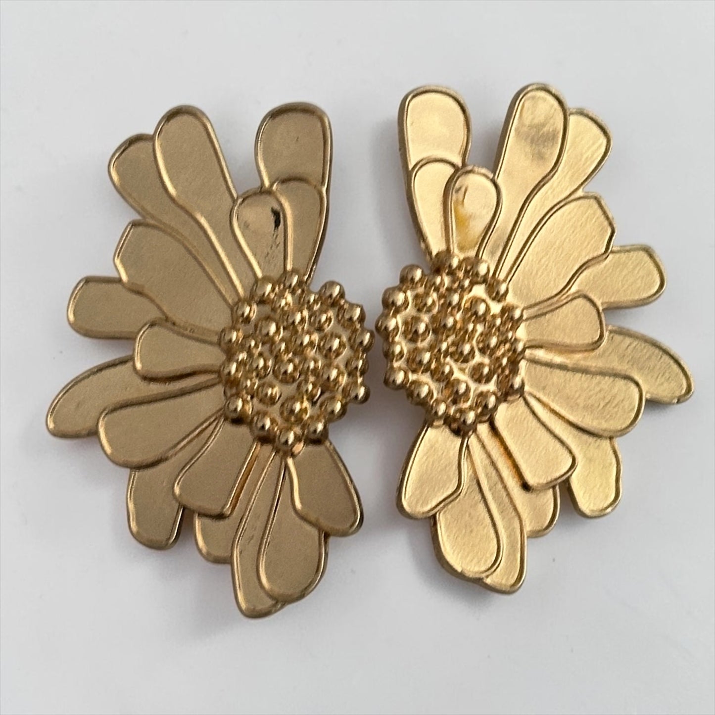 Gold Flower Statement Earrings – Petal Drop Stud Design