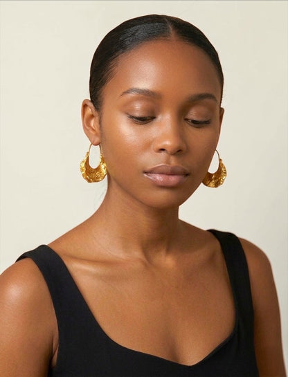 Fulani Style Sculptural Earrings – Textured Gold & Silver Drops - Fatisha Boutique #