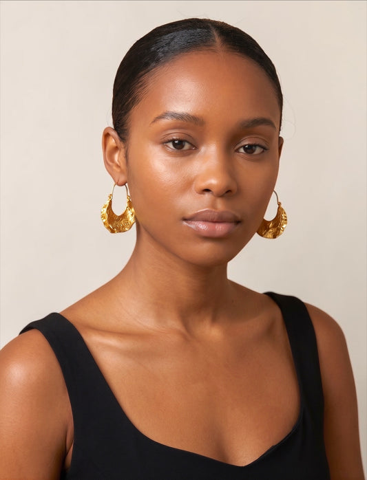Fulani Style Sculptural Earrings – Textured Gold & Silver Drops
