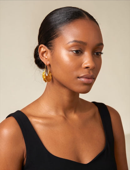 Fulani Style Sculptural Earrings – Textured Gold & Silver Drops - Fatisha Boutique #