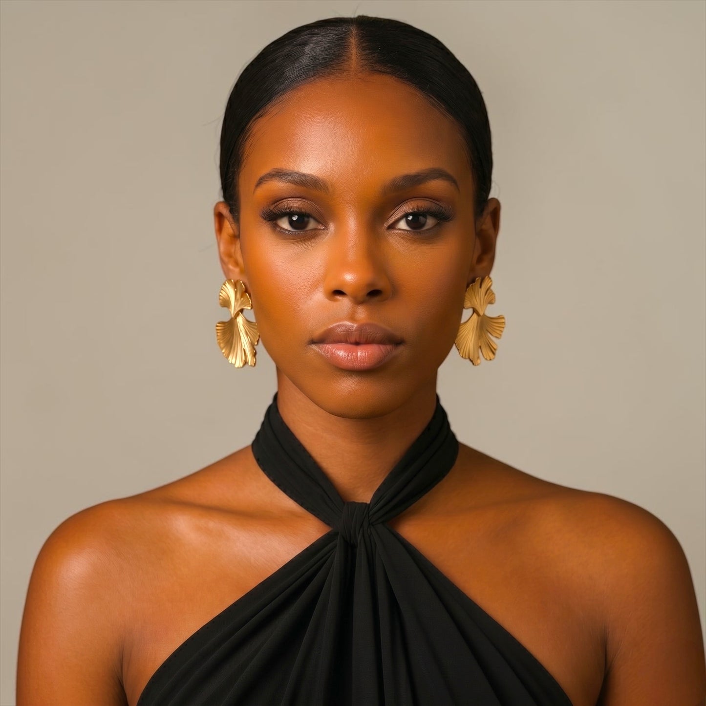 Ginkgo Leaf Statement Earrings – Gold & Silver Sculptural Drops - Fatisha Boutique #
