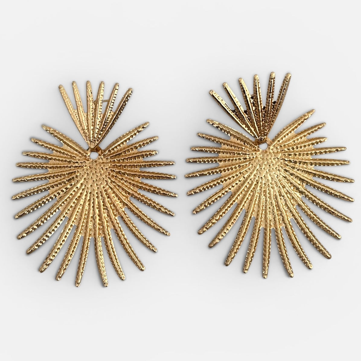 Sunburst Statement Earrings – Gold & Silver Fan Drop Earrings, Bold Lightweight Party & Wedding Jewellery - Fatisha Boutique #