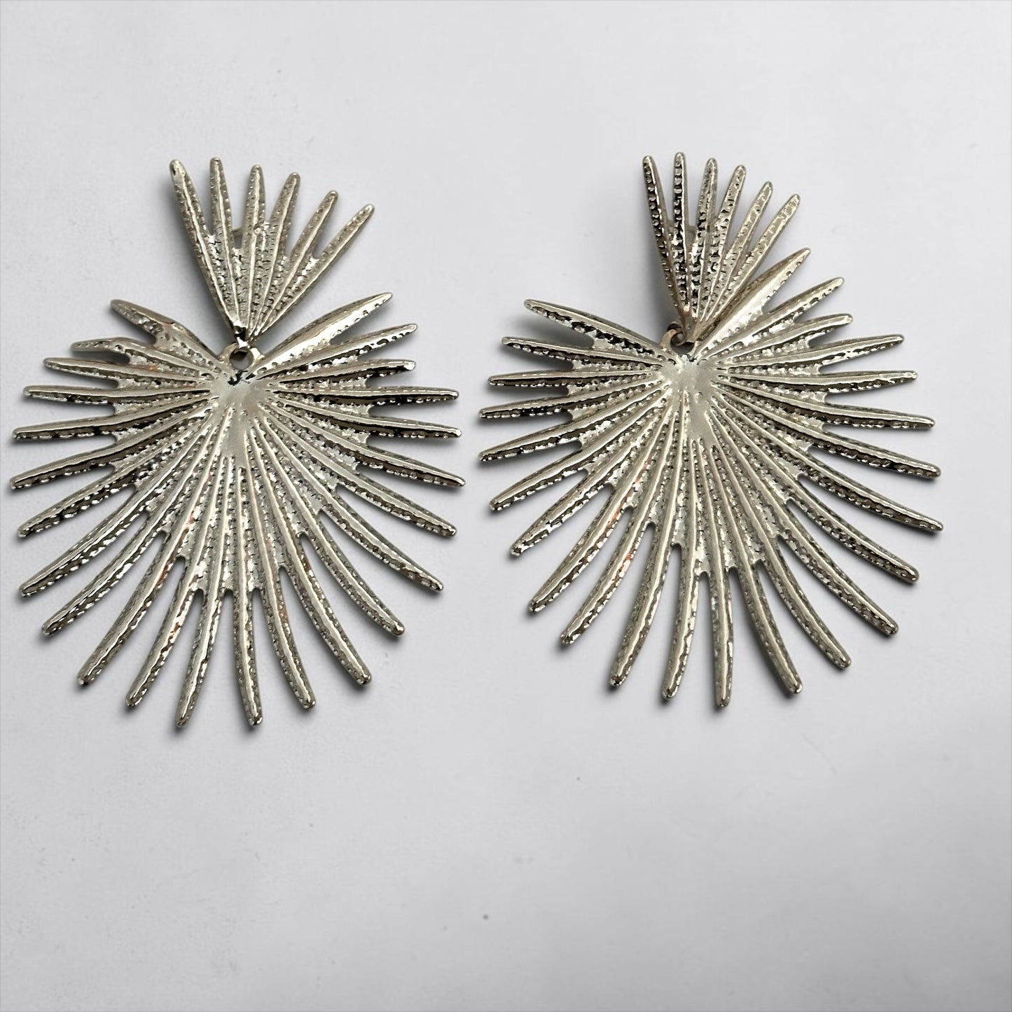 Sunburst Statement Earrings – Gold & Silver Fan Drop Earrings, Bold Lightweight Party & Wedding Jewellery - Fatisha Boutique #