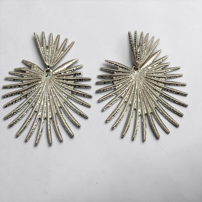 Sunburst Statement Earrings – Gold & Silver Fan Drop Earrings, Bold Lightweight Party & Wedding Jewellery - Fatisha Boutique #