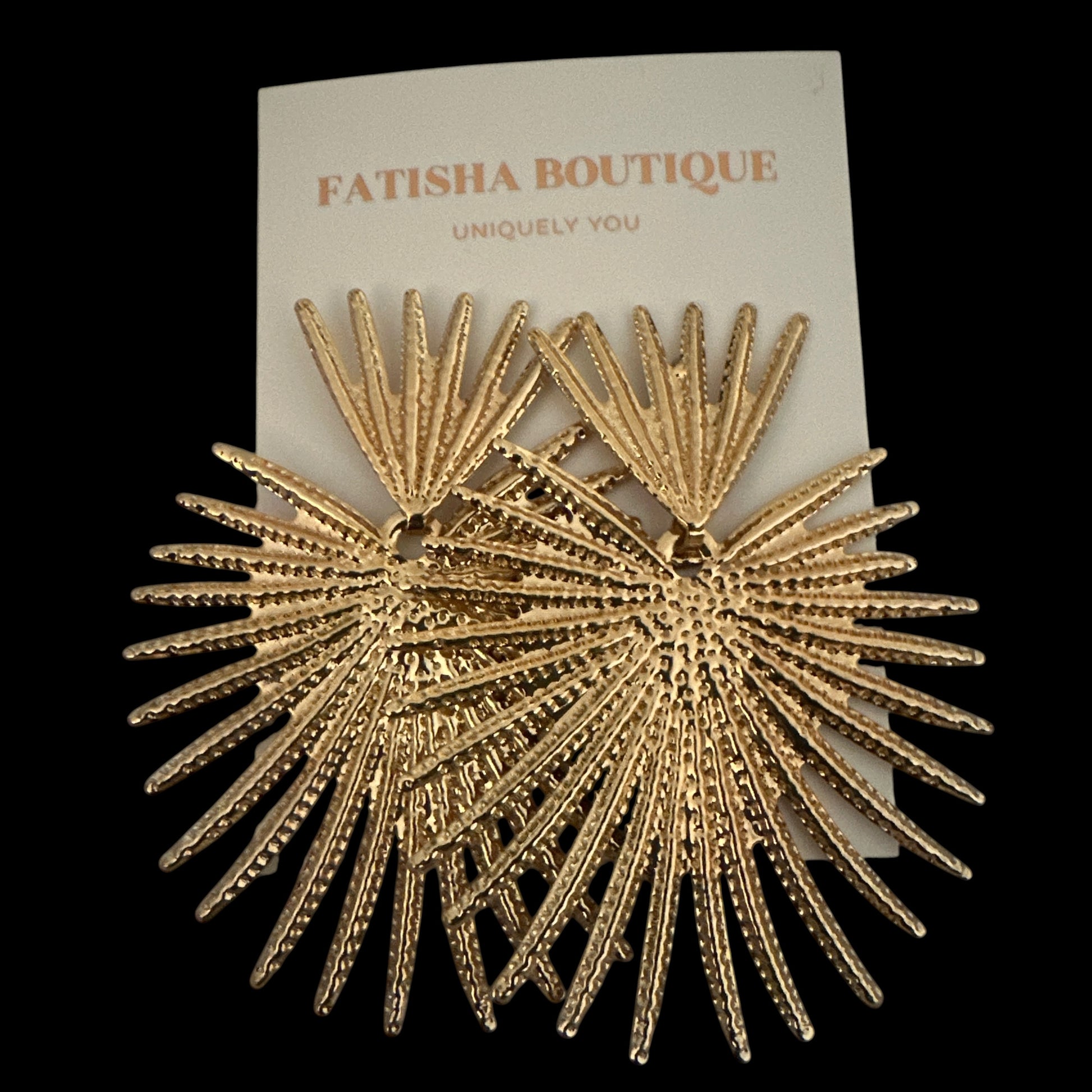 Sunburst Statement Earrings – Gold & Silver Fan Drop Earrings, Bold Lightweight Party & Wedding Jewellery - Fatisha Boutique #